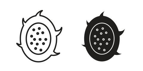 Pitaya icon illustrations collection. editable stroke outline and flat style