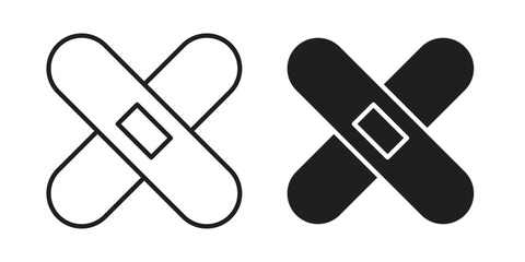 Plaster icon illustrations collection. editable stroke outline and flat style