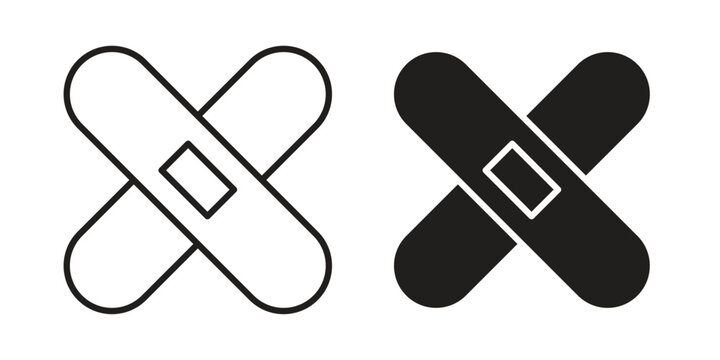 Plaster icon illustrations collection. editable stroke outline and flat style