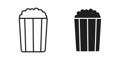 Popcorn icon illustrations collection. editable stroke outline and flat style