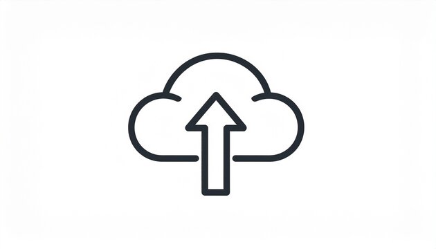 Cloud Upload Icon for Online Data Storage, Digital Computing, Internet Transfer, and Network Server Technology