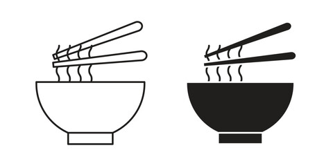 Ramen icon illustrations collection. editable stroke outline and flat style
