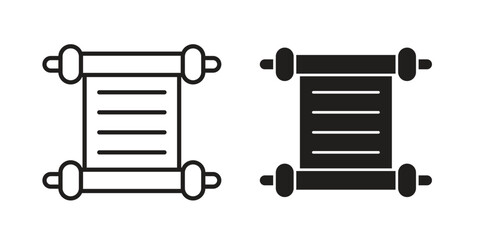 Scrolls icon illustrations collection. editable stroke outline and flat style