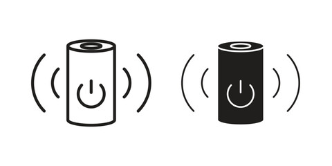 Smart speaker icon illustrations collection. editable stroke outline and flat style