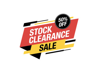 Fototapeta premium Stock clearance sale banner design with fifty percent off promotion vector