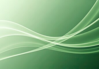 Abstract Olive Green Backdrop with Flowing Transparent White Ribbon Light Streaks