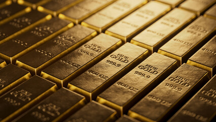Golden Bars Stacked In A Vault Create Wealth, Luxury, And Precious Metal Richness For Financial Imagery
