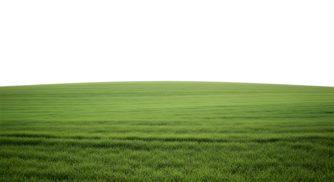 Green grass field with a dark sky isolated on transparent background
