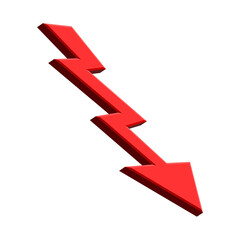 3D red zig zag arrow. Lightning bolt arrow. 