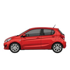 Obraz premium Red compact hatchback car isolated on transparent background