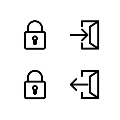 Essential UI Icon Set - Lock Unlock Login and Logout Security Elements