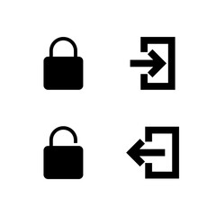 Essential UI Icon Set - Lock Unlock Login and Logout Security Elements