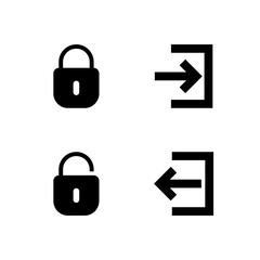 Essential UI Icon Set - Lock Unlock Login and Logout Security Elements