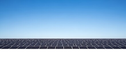 Solar Panel Array Under Clear Blue Sky - Renewable Energy Source.