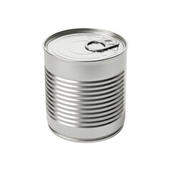 Silver metal food can with pull tab isolated on transparent background