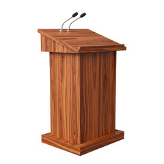 Wooden podium with microphone isolated on transparent background