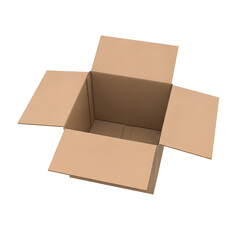Open cardboard box isolated on transparent background