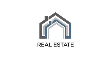 Real estate logo design featuring a house icon in a modern style.