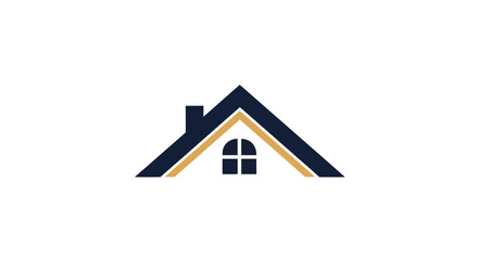 Modern House Roof Icon with Chimney and Window.