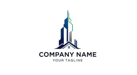 Skyscraper and House Logo Design - Modern Architecture and Real Estate Concept.