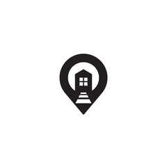 Location Mark, House and Road logo or icon design