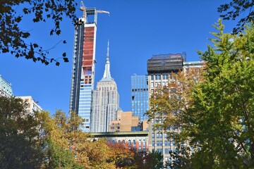 New York City landmark, Madison Square Park at autumn season