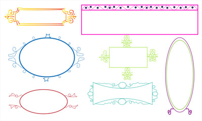 Colorful Handdrawn Decorative Borders and Frames Set