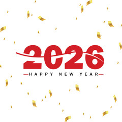 2026 happy new year celebration with falling confetti