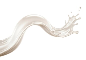 Milk Splash Wave with Drops Against White Background, Liquid Flowing Motion