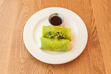 Shrimp Tacos with shrimp sautéed in butter, garlic, and parsley on blue corn tortillas