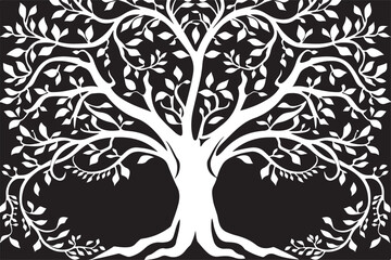 Obraz premium Healthy Tree Silhouette Set – Decorative Vector Art for Logos & Design 🌱