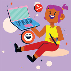 Remote work isometric concept with digital interfaces and online collaboration tools