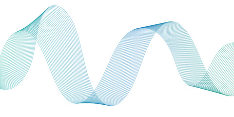 Vector abstract blue shiny moving flowing wave lines on transparent background. Design element for technology. Banner, music or modern concept	