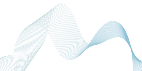 Vector abstract blue shiny moving flowing wave lines on transparent background. Design element for technology. Banner, music or modern concept	