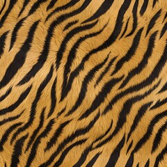 A realistic tiger fur texture, An orange and black striped animal print background, Photorealistic image - Generative AI
