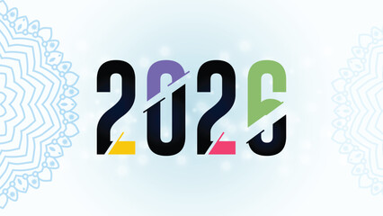 2025 number design with colorful abstract elements and geometric pattern
