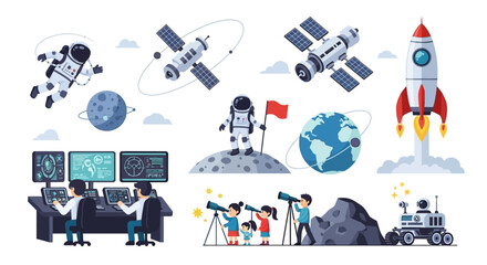 Obraz premium Diverse Space Exploration and Astronomy Themed Illustrations