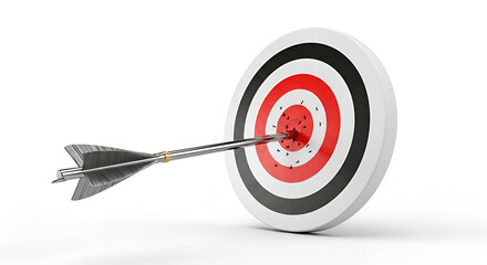 Arrow hitting the bullseye on a target dartboard