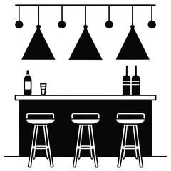 modern bar interior with stools and lighting  vect