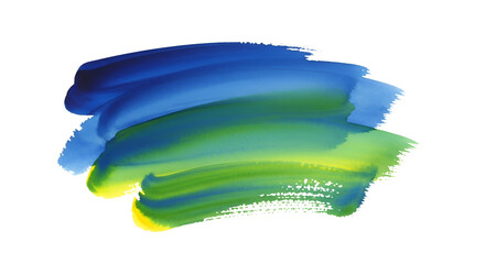 Blue and Green Watercolor Brush Strokes on White paint