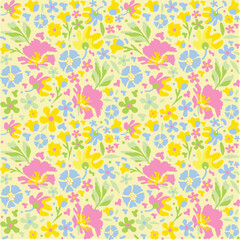 Floral seamless pattern vector illustration on bright background