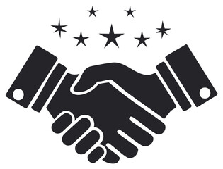 Fototapeta premium Handshake silhouette with stars. Concept of success, agreement, or collaboration.