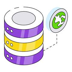 An isometric icon design of global database 