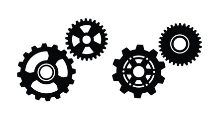 Interlocking black gears arranged in a simple mechanical design illustration
