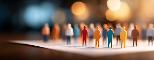 Multicolored paper figures representing diversity on document symbolize inclusion and teamwork