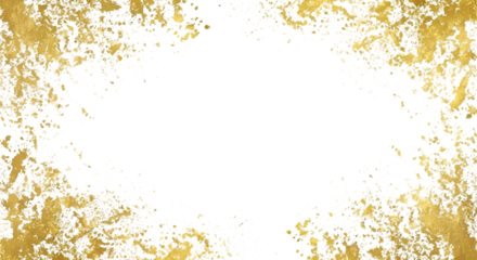 Abstract dark black void in the center surrounded by textured golden yellow and brown organic grunge patterns isolated on transparent background