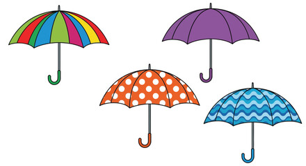 Obraz premium Colorful collection of patterned umbrellas against a plain white background