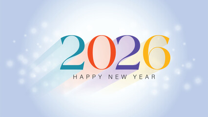 2026 year celebration with colorful numbers and bokeh lights