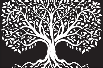 Obraz premium Healthy Tree Silhouette Set – Decorative Vector Art for Logos & Design 🌱