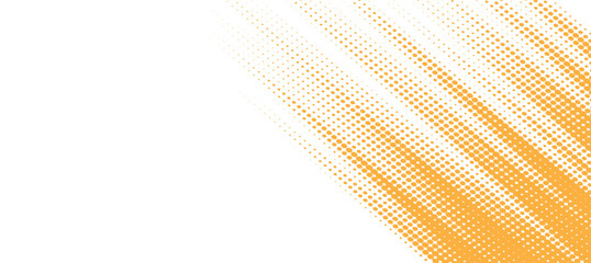 Abstract speed lines style orange color halftone banner design template.